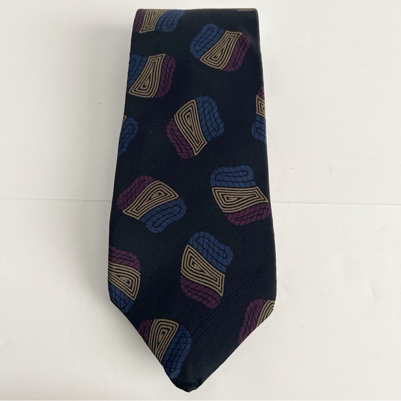 Yves Saint Laurent Other - Yves Saint Laurent Black and Blue Geometric Silk Tie
